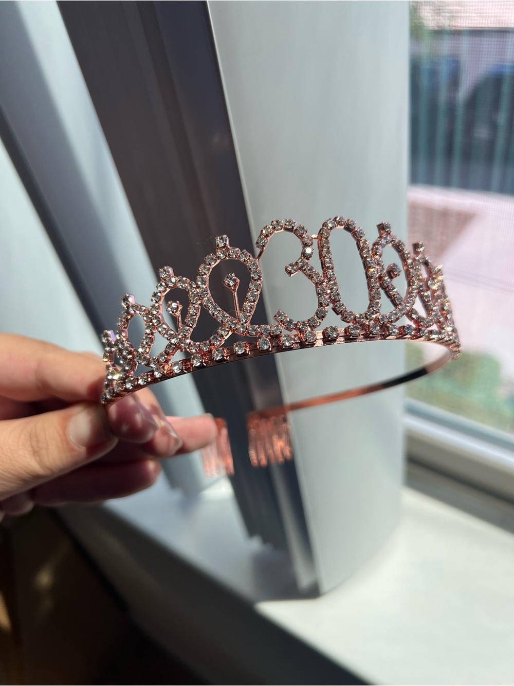 Rose Gold Crystal “30” Birthday Tiara – 30th Birthday Party Crown